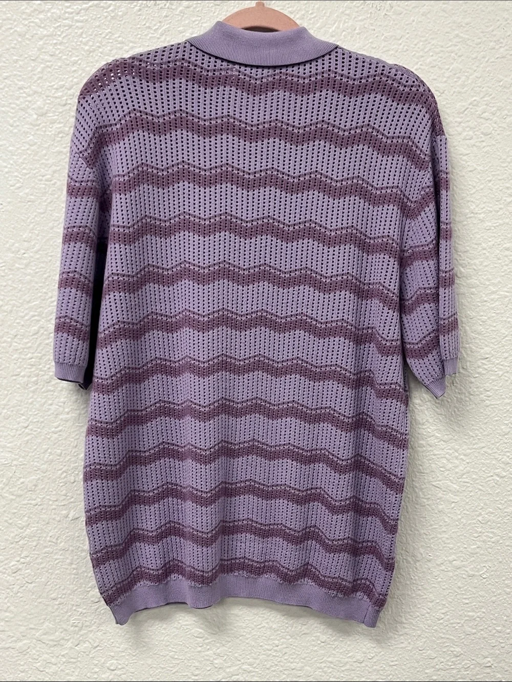 Topman Lilac Wave Knit Button-Up Cardigan ##1221